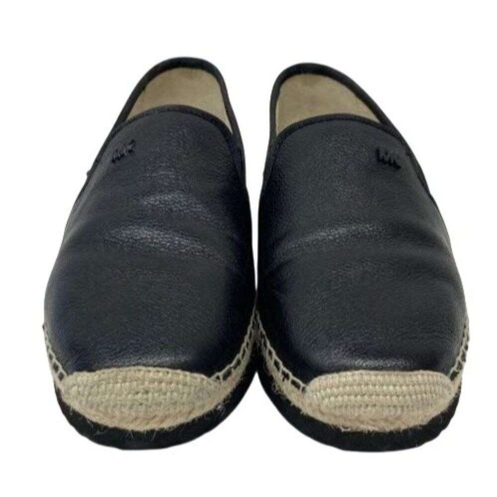 Michael Kors Black Leather Espadrille Flats Slip-On Shoes Size 8‎